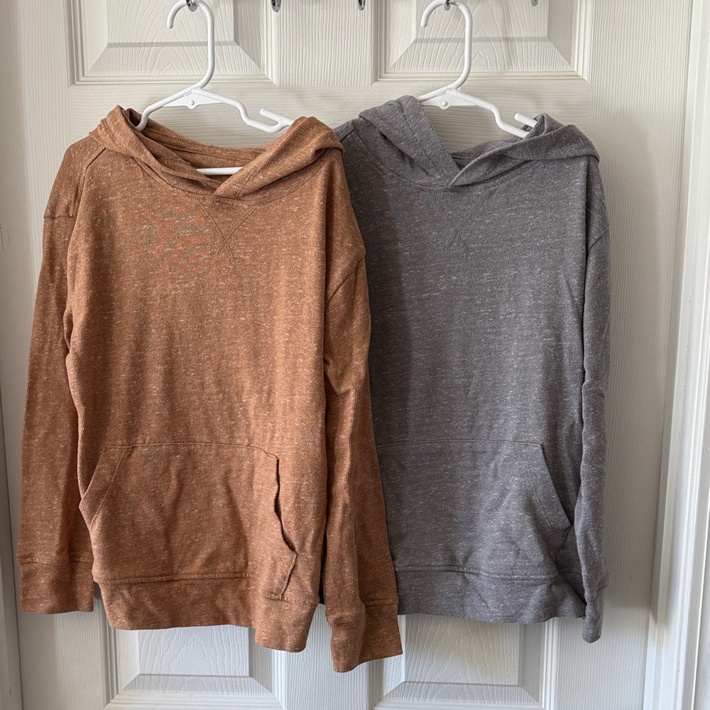 GAP Kids Heathered Brown and Gray Pullover Hoodies